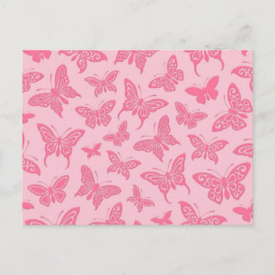 Patroon voor roze vlinders briefkaart