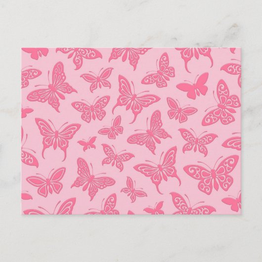 Patroon voor roze vlinders briefkaart (Voorkant)