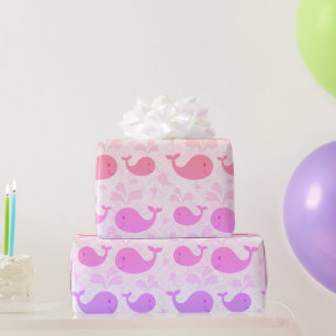 Patroon voor roze walvissen cadeaupapier