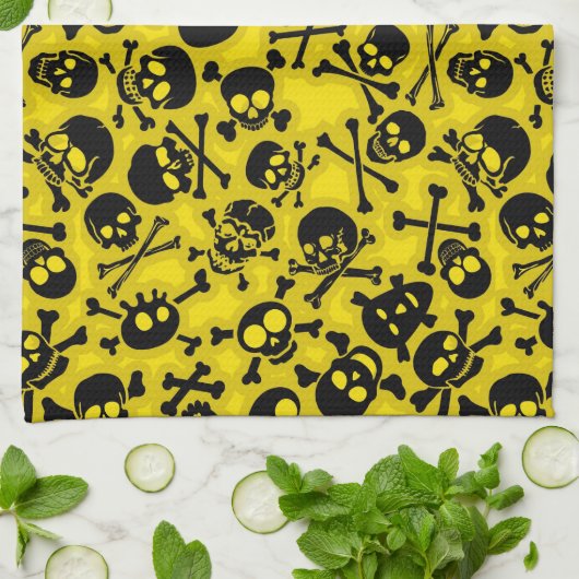 Patroon voor schedel en dwarsbeenderen theedoek (Gevouwen)