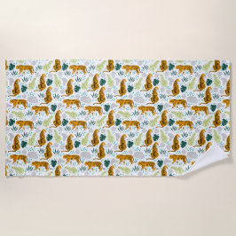 Patroon voor sigaren en tropische bladeren strandlaken