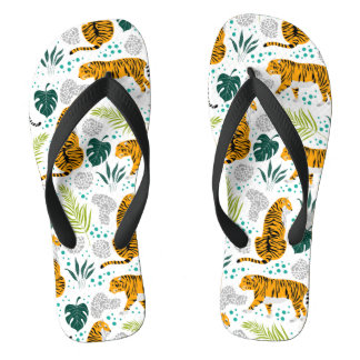 Patroon voor sigaren en tropische bladeren teenslippers
