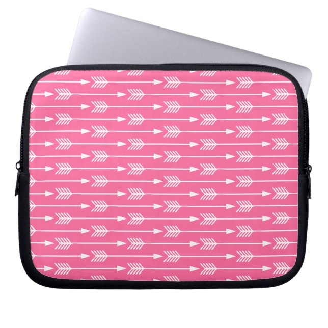 Patroon voor snelroze pijlen laptop sleeve (Voorkant)
