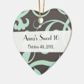 Patroon voor stalen flessen, roodroos, groen, zoet keramisch ornament (Links)