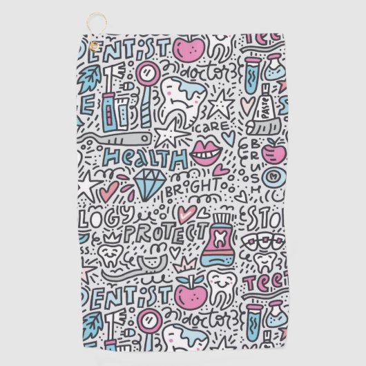 Patroon voor tandheelkundige Cartoon Golfhanddoek (Voorkant)