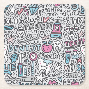 Patroon voor tandheelkundige Cartoon Kartonnen Onderzetters