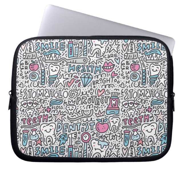 Patroon voor tandheelkundige Cartoon Laptop Sleeve (Voorkant)