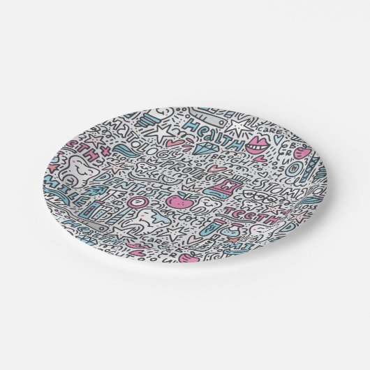 Patroon voor tandheelkundige Cartoon Papieren Bordje (Gekanteld)