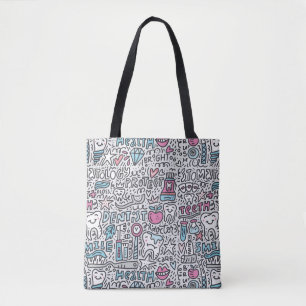 Patroon voor tandheelkundige Cartoon Tote Bag