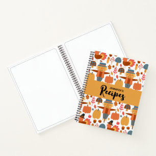 Patroon voor Thanksgiving in Turkije en Scarecrow Notitieboek