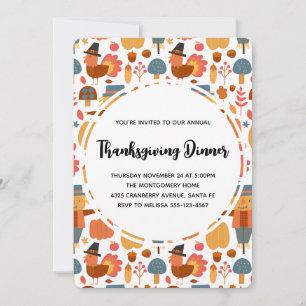 Patroon voor Thanksgiving met kalkoenen en vogelve Kaart