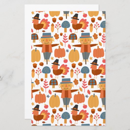 Patroon voor Thanksgiving Turkije en Scarecrow (Voorkant / Achterkant)