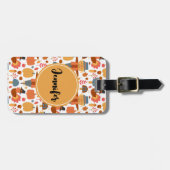 Patroon voor Thanksgiving Turkije en Scarecrow Bagagelabel (Voorkant horizontaal)