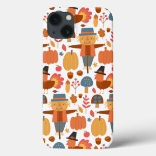 Patroon voor Thanksgiving Turkije en Scarecrow Case-Mate iPhone Case