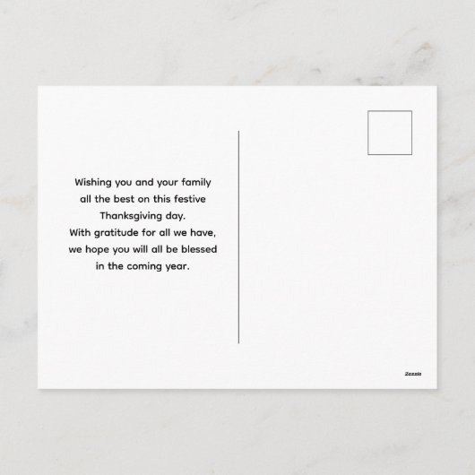 Patroon voor Thanksgiving Turkije en Scarecrow Feestdagenkaart (Achterkant)