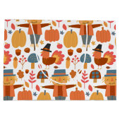 Patroon voor Thanksgiving Turkije en Scarecrow Groot Cadeauzakje (Achterkant)