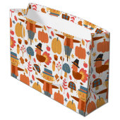 Patroon voor Thanksgiving Turkije en Scarecrow Groot Cadeauzakje (Achterkant Gekanteld)