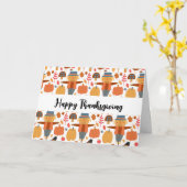 Patroon voor Thanksgiving Turkije en Scarecrow Kaart (Gele Bloem)