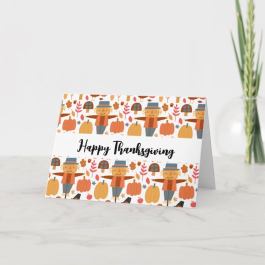 Patroon voor Thanksgiving Turkije en Scarecrow Kaart (Voorkant)