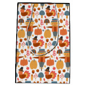 Patroon voor Thanksgiving Turkije en Scarecrow Medium Cadeauzakje (Achterkant)
