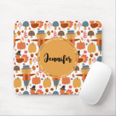 Patroon voor Thanksgiving Turkije en Scarecrow Muismat (Met muis)