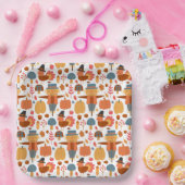 Patroon voor Thanksgiving Turkije en Scarecrow Papieren Bordje (Feest)