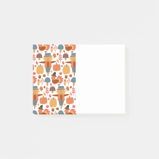 Patroon voor Thanksgiving Turkije en Scarecrow Post-it® Notes (Voorkant)