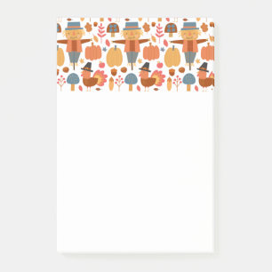 Patroon voor Thanksgiving Turkije en Scarecrow Post-it® Notes
