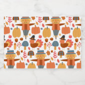 Patroon voor Thanksgiving Turkije en Scarecrow Sparkling Wijnetiket (Enkel label)