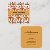 Patroon voor Thanksgiving Turkije en Scarecrow Vierkante Visitekaartje (Voorkant / Achterkant)