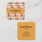 Patroon voor Thanksgiving Turkije en Scarecrow Vierkante Visitekaartje (Voorkant / Achterkant)