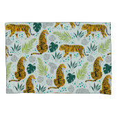 Patroon voor Tijgers en Tropische bladeren, groen Kussensloop (Voorkant)