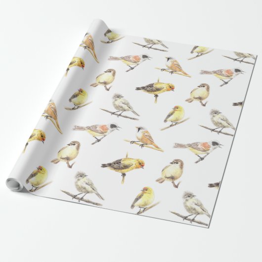 Patroon voor trekvogels cadeaupapier (Uitgerold)