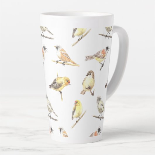 Patroon voor trekvogels latte mok (Rechterhoek)