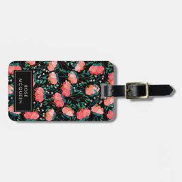 Patroon voor ventilatoren en bessen - Roze en zwar Bagagelabel