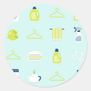 Patroon voor verse wasdag ronde sticker