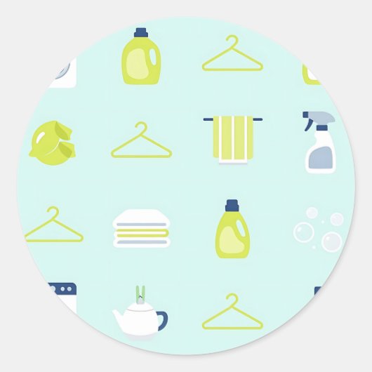 Patroon voor verse wasdag ronde sticker (Voorkant)