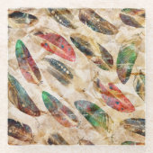 Patroon voor vervormde boho-veren glazen onderzetter (Voorkant)