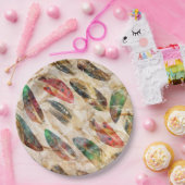 Patroon voor vervormde boho-veren papieren bordje (Feest)