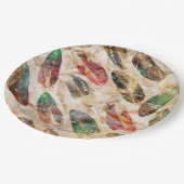 Patroon voor vervormde boho-veren papieren bordje (Gekanteld)