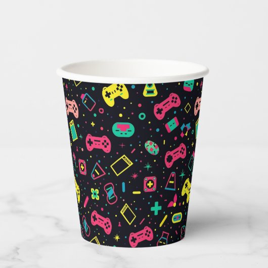 Patroon voor videogamecontrollers papieren bekers (Voorkant)