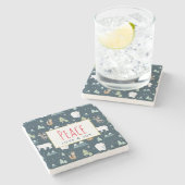 Patroon voor vredesliefde en vreugdevolle kerstdie stenen onderzetter (Zijkant)