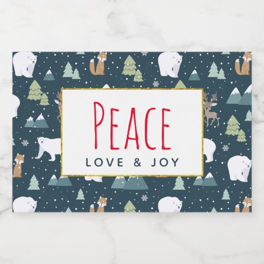 Patroon voor vredesliefde en vreugdevolle kerstdie voedselcontainer etiket (Enkel label)