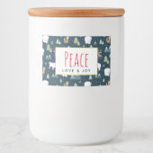 Patroon voor vredesliefde en vreugdevolle kerstdie voedselcontainer etiket (Voorkant)