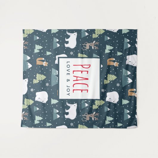 Patroon voor vredesliefde en vreugdevolle kerstdie wandkleed (Voorkant (horizontaal))