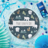 Patroon voor vredesliefde en vrolijk kerstfeest papieren bordje (Feest)