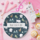 Patroon voor vredesliefde en vrolijk kerstfeest papieren bordje (Feest)