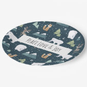 Patroon voor vredesliefde en vrolijk kerstfeest papieren bordje (Gekanteld)