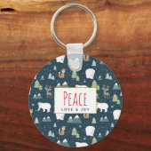 Patroon voor vredesliefde en vrolijk kerstfeest sleutelhanger (Voorkant)