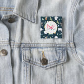 Patroon voor vredesliefde en vrolijk kerstfeest vierkante button 5,1 cm (In situ)